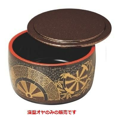 寿司桶  TAD.X4寸タイコミニ桶梨地御所車内黒塗深型オヤ  高さ63 直径:117