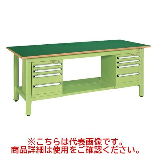 KK-69FSL42 【サカエ】【固定式】軽量作業台KKタイプ(スモールキャビネット付) 幅1800×奥行750×高さ740(mm)