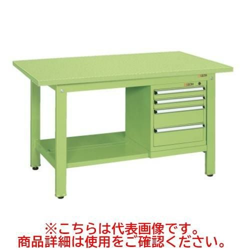 KK-49SSL4 【サカエ】【固定式】軽量作業台KKタイプ(スモールキャビネット付) 幅1200×奥行750×高さ740(mm)