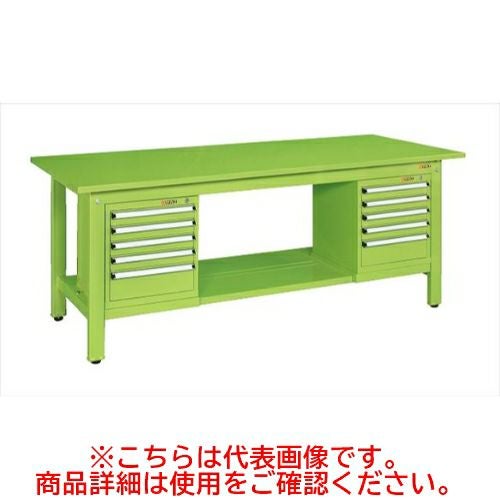 KK-69SSL52 【サカエ】【固定式】軽量作業台KKタイプ(スモールキャビネット付) 幅1800×奥行750×高さ740(mm)