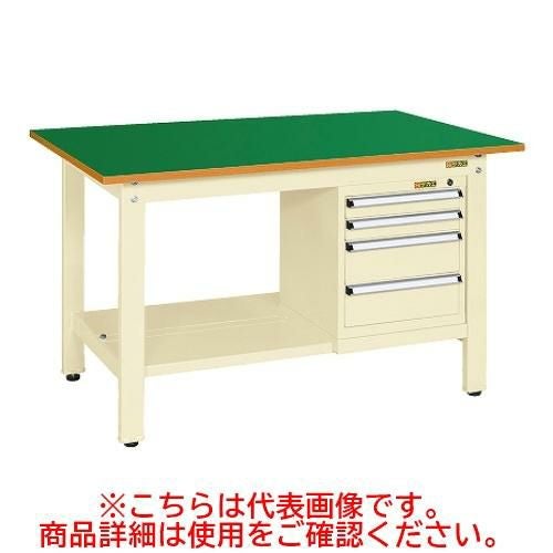 KK-59FSL4IG 【サカエ】【固定式】軽量作業台KKタイプ(スモールキャビネット付) 幅1500×奥行750×高さ740(mm)