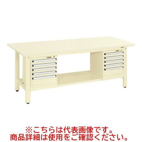 KK-69SSL52I 【サカエ】【固定式】軽量作業台KKタイプ(スモールキャビネット付) 幅1800×奥行750×高さ740(mm)