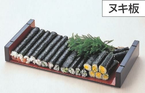 盛器 (大)ヌキ板朱 幅428 奥行210 高さ69 回転寿司皿