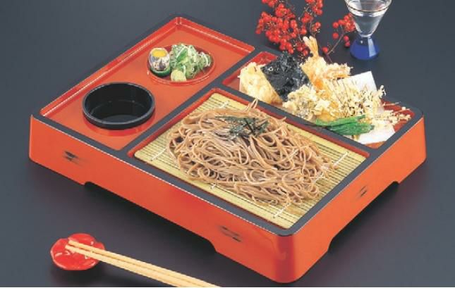 そば器 D.X天ザルセット根来天黒本体