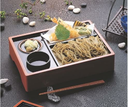 つゆ入れ 天ザルセット朱に波千鳥つゆ入れ黒