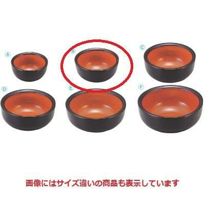 中鉢 五平鉢黒内朱天黒4寸