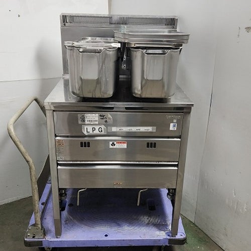 業界最長1年保証】【中古】二槽ガスフライヤー 15L x2 タニコー TGFL 