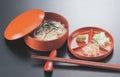 そば器  割子そば朱本体  高さ40 直径:118