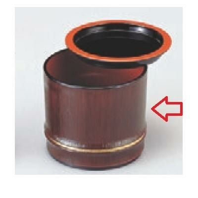 つゆ入れ 8寸長手千筋弁当黒内朱天金新竹型つゆ入れ溜金線内朱