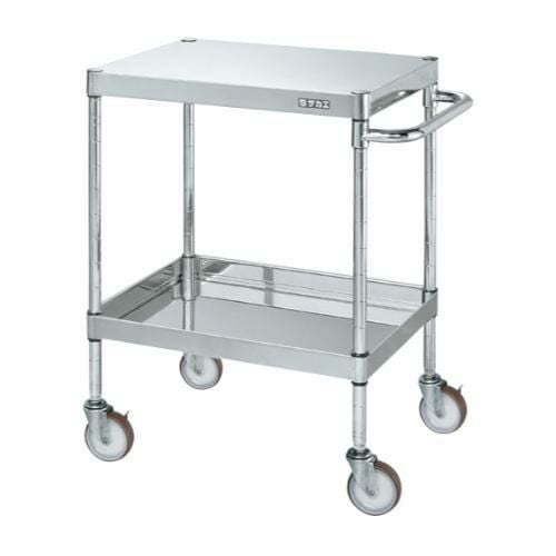 【移動式】【サカエ】ステンレスCSパールワゴン(H800mm・棚板2段) CSP4-7682NU 幅750×奥行600×高さ800(mm)