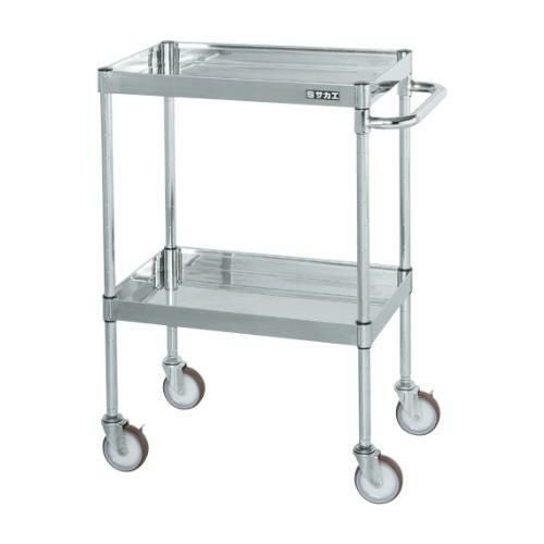 【移動式】【サカエ】ステンレスCSパールワゴン(H880mm・棚板2段) CSP4-6082NU 幅600×奥行400×高さ880(mm)