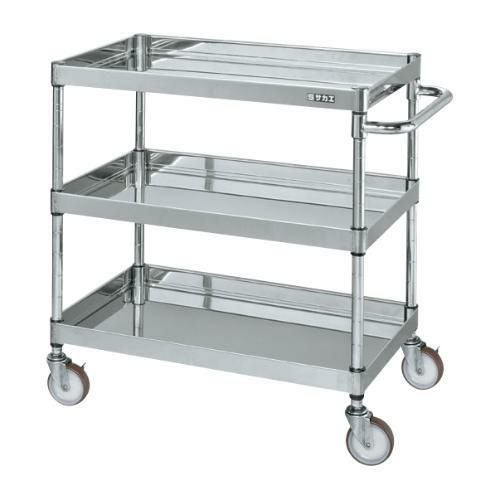 【移動式】【サカエ】ステンレスCSパールワゴン(H800mm・棚板3段) CSP4-6483NU 幅600×奥行450×高さ800(mm)