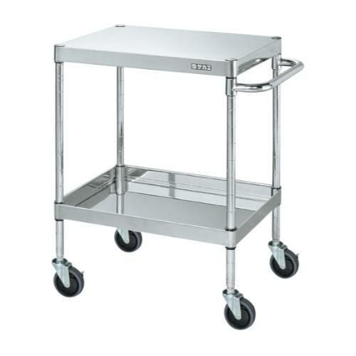 【移動式】【サカエ】ステンレスCSパールワゴン(H800mm・棚板2段) CSP4-6482SE 幅600×奥行450×高さ800(mm)
