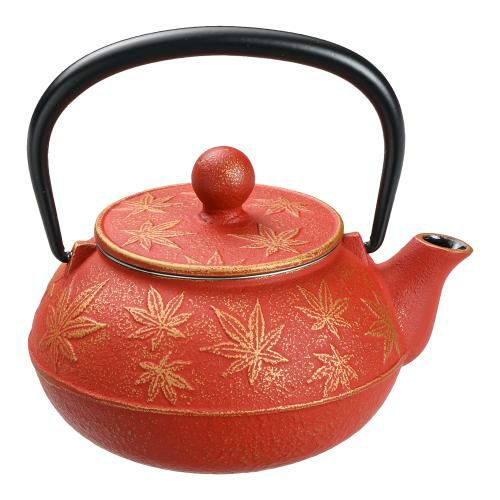 岩鋳 急須 カエデ 3型 金/赤茶