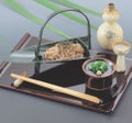かご 竹割籠グリーン(折畳式) 幅262 奥行104 高さ155