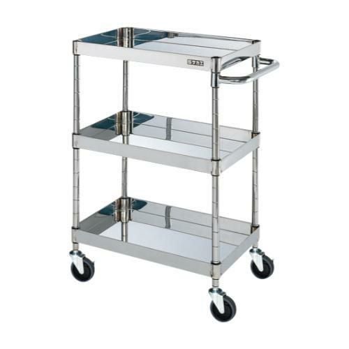 【移動式】【サカエ】ステンレスCSパールワゴン(H880mm・棚板3段) CSP4-7583SE 幅750×奥行500×高さ880(mm)