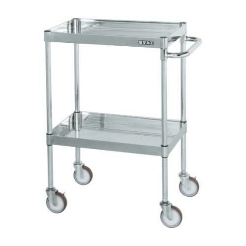 【移動式】【サカエ】ステンレスCSパールワゴン(H880mm・棚板2段) CSP3-6082SNU 幅600×奥行400×高さ880(mm)