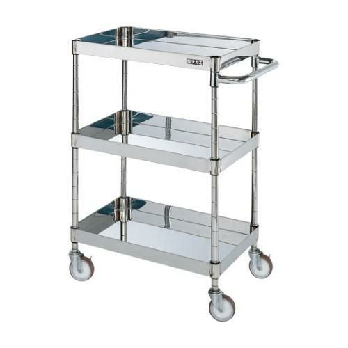 【移動式】【サカエ】ステンレスCSパールワゴン(H880mm・棚板3段) CSP3-9083SNU 幅900×奥行600×高さ880(mm)