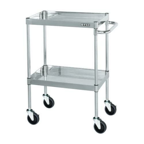 【移動式】【サカエ】ステンレスCSパールワゴン(H880mm・棚板2段) CSP3-9082SE 幅900×奥行600×高さ880(mm)