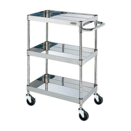 【移動式】【サカエ】ステンレスCSパールワゴン(H880mm・棚板3段) CSP3-9083SE 幅900×奥行600×高さ880(mm)