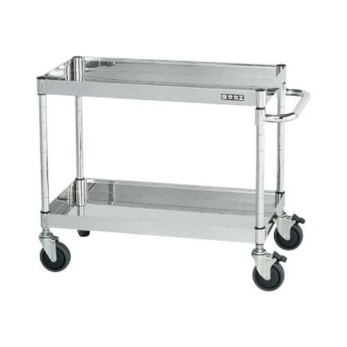 【移動式】【サカエ】ステンレスCSパールワゴン(ダブルストッパーキャスター仕様) CSP4-7562DSE 幅750×奥行500×高さ606(mm)