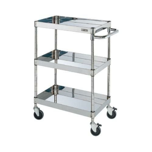 【移動式】【サカエ】ステンレスCSパールワゴン(ダブルストッパーキャスター仕様) CSP4-6083DSE 幅600×奥行400×高さ886(mm)
