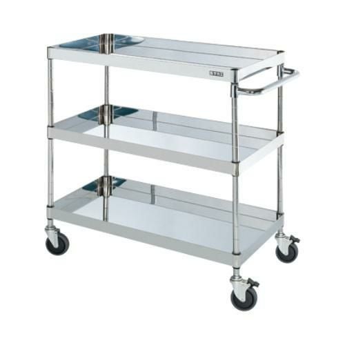 【移動式】【サカエ】ステンレスCSパールワゴン(ダブルストッパーキャスター仕様) CSP4-9083DSE 幅900×奥行600×高さ886(mm)