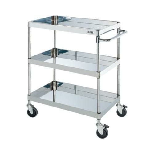 【移動式】【サカエ】ステンレスCSパールワゴン(ダブルストッパーキャスター仕様) CSP3-7583DSE 幅750×奥行500×高さ886(mm)