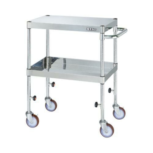 【移動式】【サカエ】ステンレスCSパールワゴン(下部昇降タイプ) TCSP4-6072NU 幅600×奥行400×高さ725~975(mm)