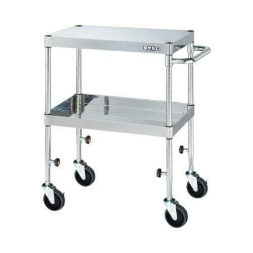 【移動式】【サカエ】ステンレスCSパールワゴン(下部昇降タイプ) TCSP4-7572SE 幅750×奥行500×高さ725~975(mm)