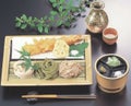 竹ス 天盛そば皿白木(重厚型)竹ス(黒竹入)(22.7×8cm)1枚