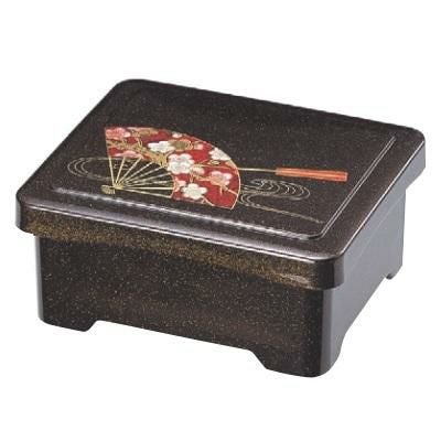 丼重 耐熱象足丼重梨地新扇面内朱塗