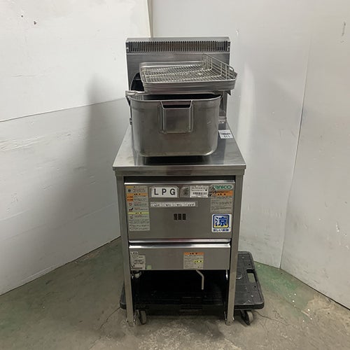中古】一槽ガスフライヤー 18L タニコー NB-TGFL-C45 幅450×奥行600×高