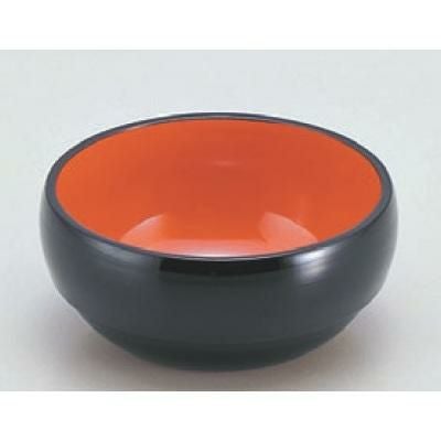 そば器 3.3寸そばボール(段付)黒内朱