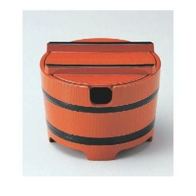 ガリ入れ 桶型ガリ入れ朱木目天黒(切込有)