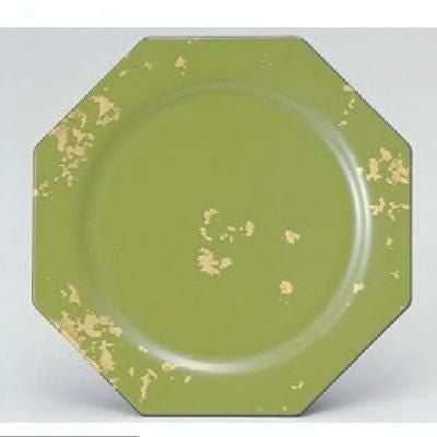 回転寿司皿 八角寿司皿 グリーン箔ちらし