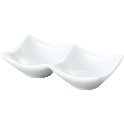 00001268 14cm二連皿(特白磁) 13.7×7×3.2cm