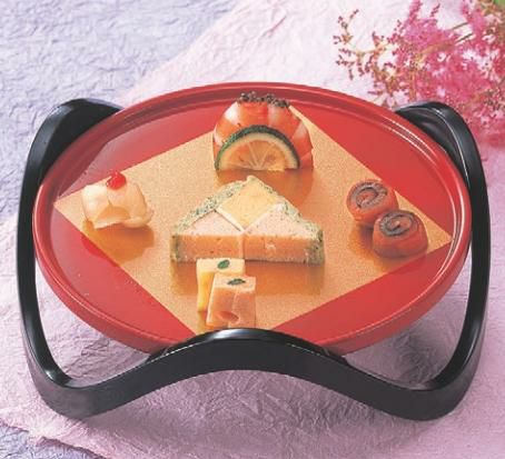 盛皿 凡情盛器朱に金閣7寸