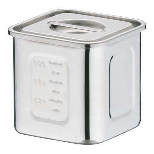 18-8深型角キッチンポット 目盛付 10.5cm