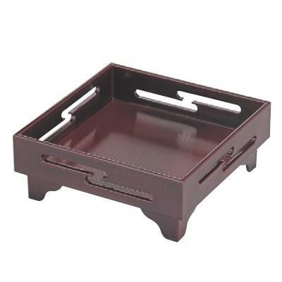 盛器 6寸角足付透かし盛器溜