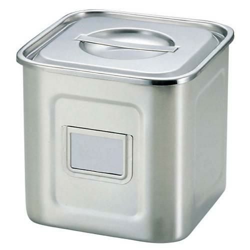 UK 18-8 角型 キッチンポット 名札付 15cm 手無