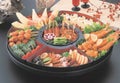 ビュッフェプレート 尺5寸回転盛込器 仕切朱天黒付/洋食器