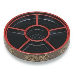 ビュッフェプレート 尺4寸回転盛桶 梨地御所車 仕切黒天朱付