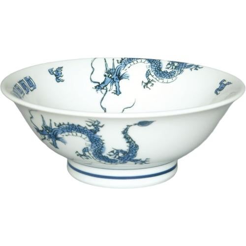 00490713 踊り竜(青) 6.5反高台丼 20.2×8.2cm 容量:1080cc