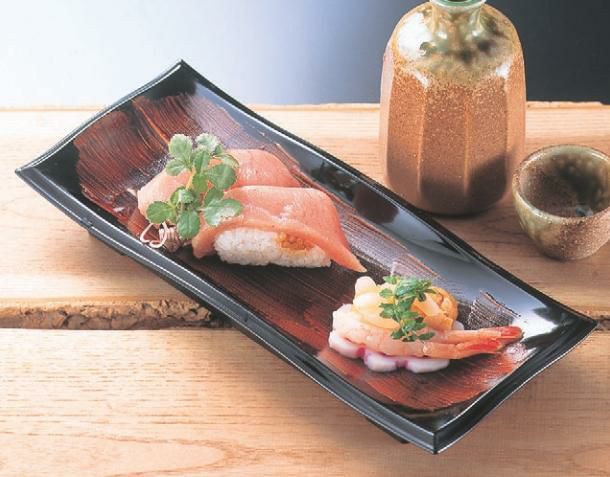 9寸長手清流盛器 錆刷毛目