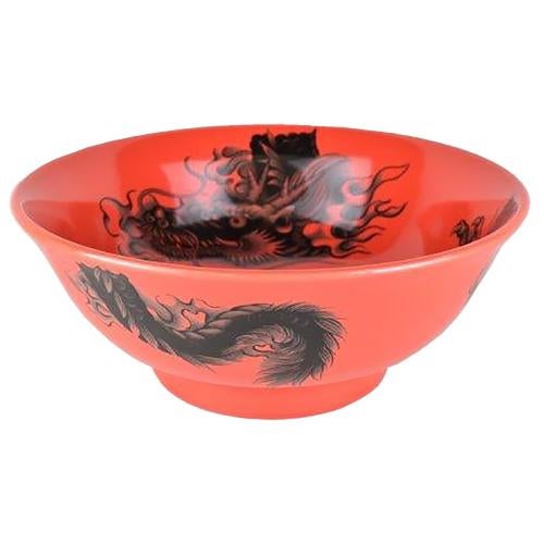 01530964 イングレーズ 昇龍(黒) 赤釉丸反7寸丼 20.8×8.3cm 容量:1310cc
