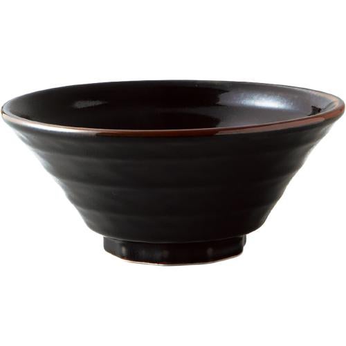 01580454 柚子黒天目 鳴門6.5反丼 20×8.9cm 容量:1100cc
