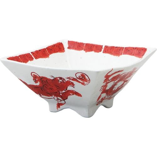 01670493 龍虎赤 7寸四角丼 21×20.5×10cm 容量:1450cc