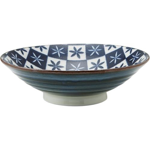 02500375 おふけ花市松 8寸麺鉢 24.5×7.5cm