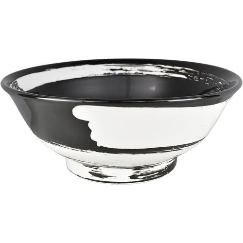 02650059 黒釉 白刷毛 丸反7寸丼(RF) 20.8×8.3cm 容量:1310cc